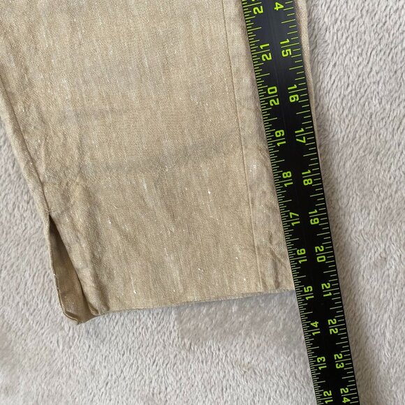 J.Jill Women's Linen Blend Capri Pants Size MP Beige Cropped Stretch Elastic Wai - Picture 2 of 9